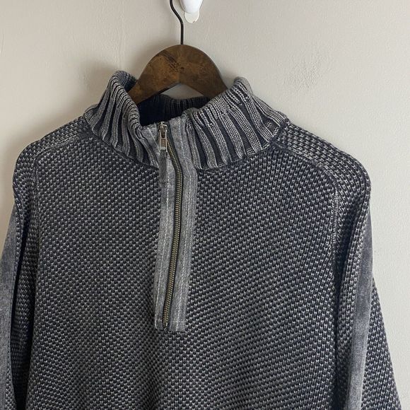 CARBON 2 COBALT Mens Gray Quarter Zip Mock Long Sleeve Sweater Size M Hi Def - Picture 3 of 10